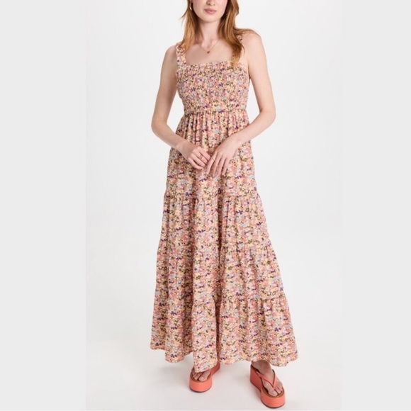 NWT Scotch & Soda Smocked Floral Maxi Dress with Pockets - Picture 7 of 10